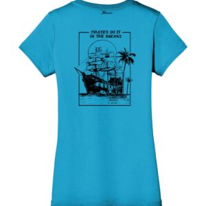 1st Pirate Ship Women's V-Neck Tee Bright Turquoise