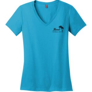 1st Pirate Ship Women's V-Neck Tee Bright Turquoise